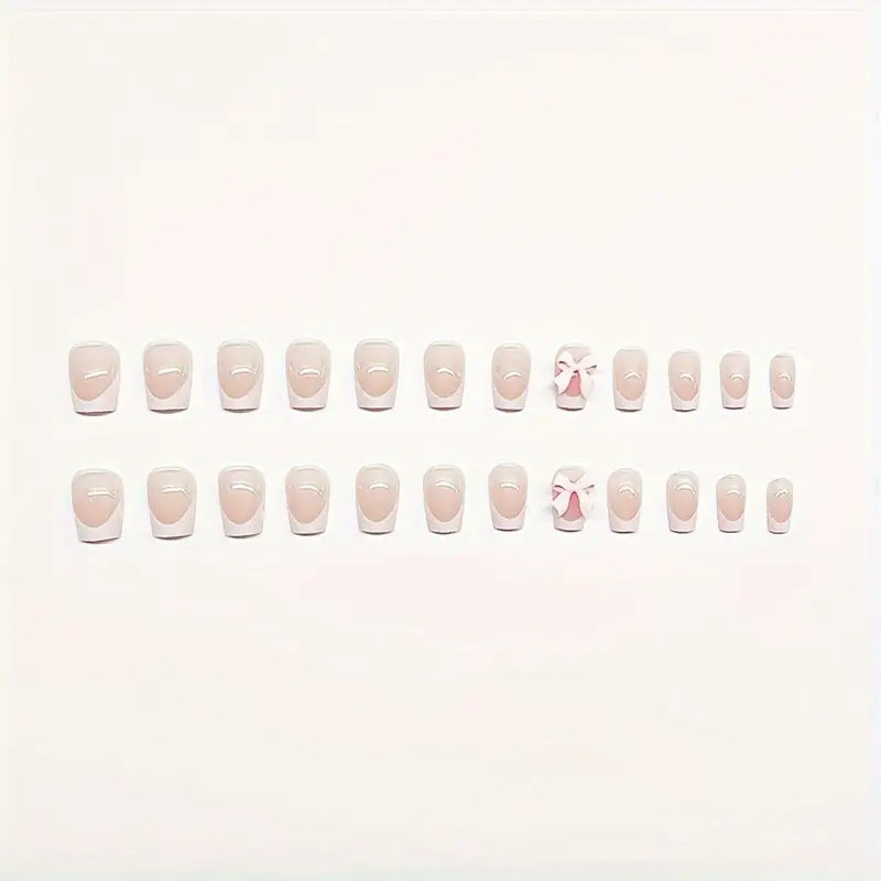 Charming Bow-Embellished Press-On Nail Art Kalsten