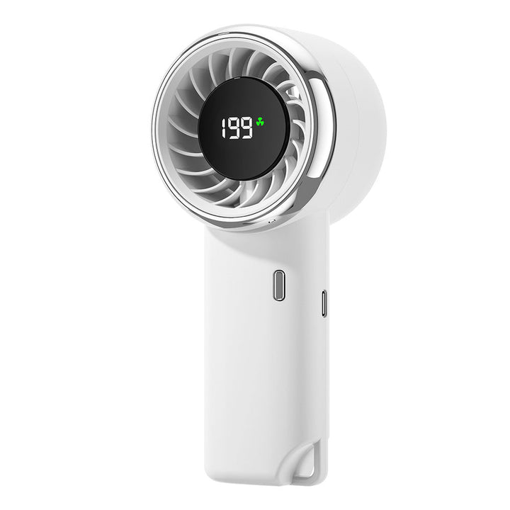 Women's Portable Hand Fan with Digital Temperature Display and Integrated Battery Kalsten