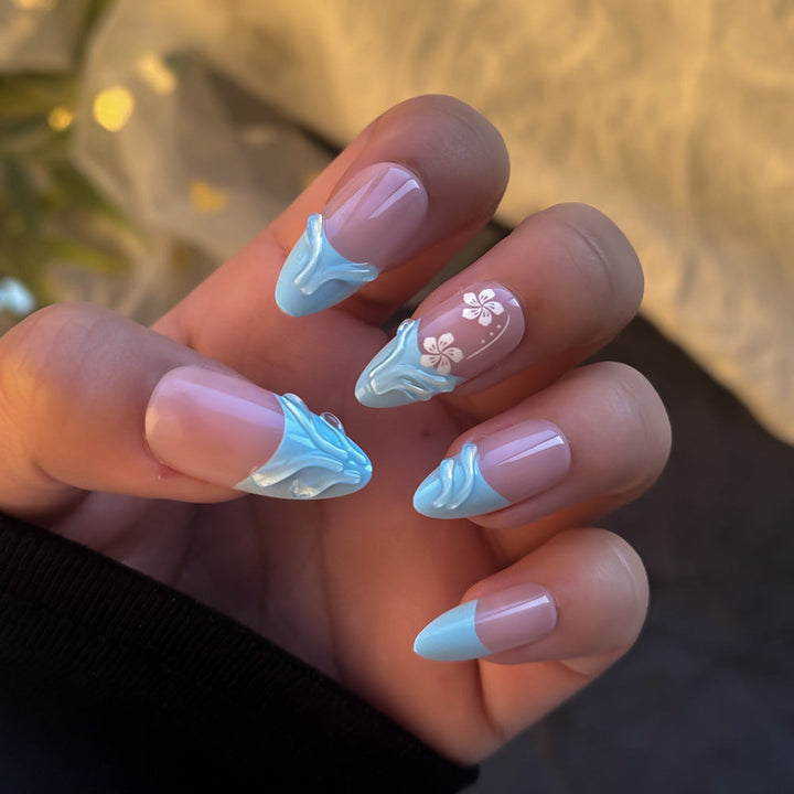 Elegant Floral-Themed Press-On Nail Art Set Kalsten