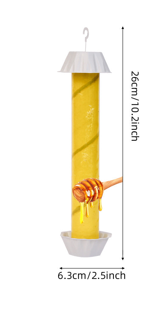 Hanging suet cylinder bird feeder with protective cap and drainage tray Kalsten