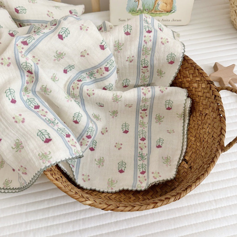 Women's Cozy Cotton Blanket with Floral Design Kalsten