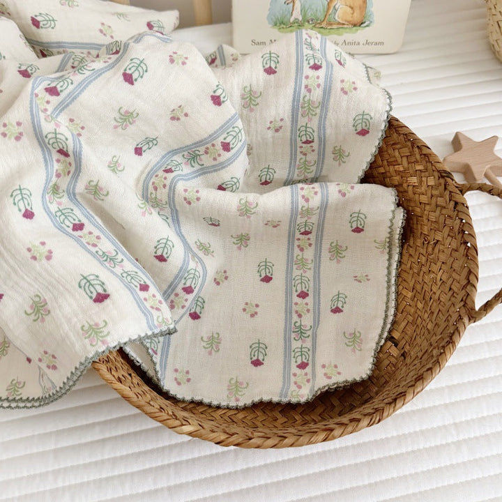 Women's Cozy Cotton Blanket with Floral Design Kalsten