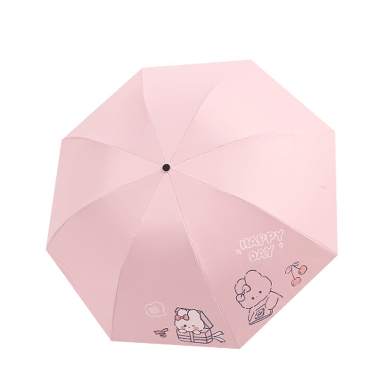 Ladies folding umbrella with playful design and cheerful Kalsten motif