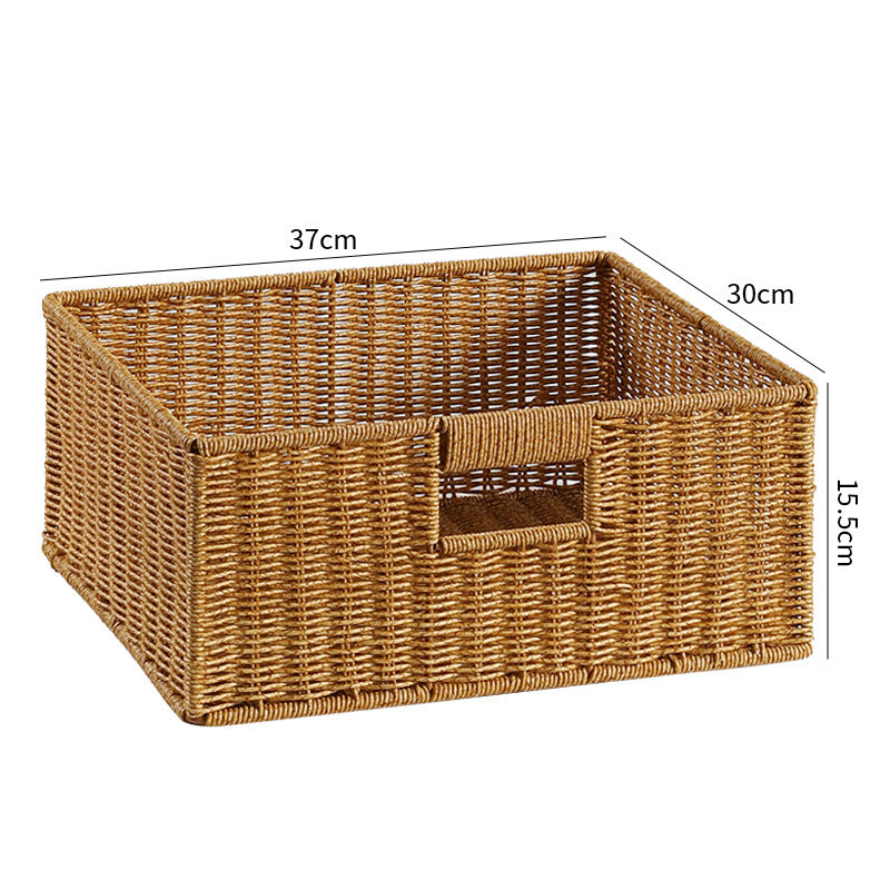 Handwoven Rectangular Storage Basket with Cut-Out Handles Kalsten