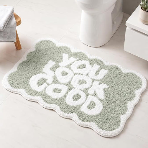 Plush Leaf-Design Bath Mat Acalora