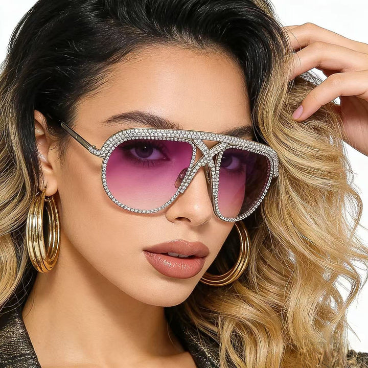 Ladies Glamorous Sunglasses with Rhinestone-Embellished Frame Kalsten