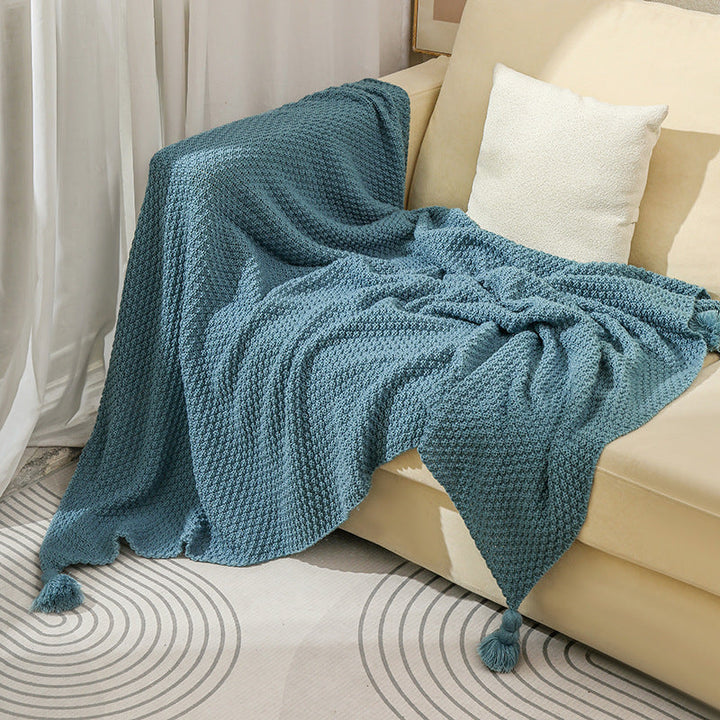 Women’s knitted blanket with decorative tassels Kalsten