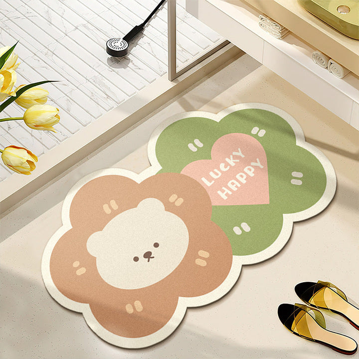 Floral Pattern Water-Absorbent Bath Mat