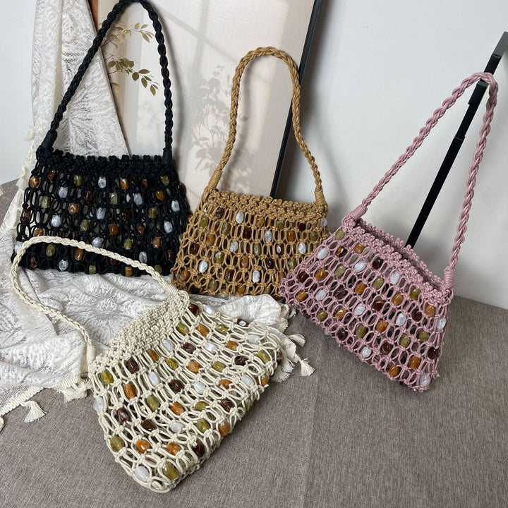 Hand-knotted net bag with decorative beads Kalsten