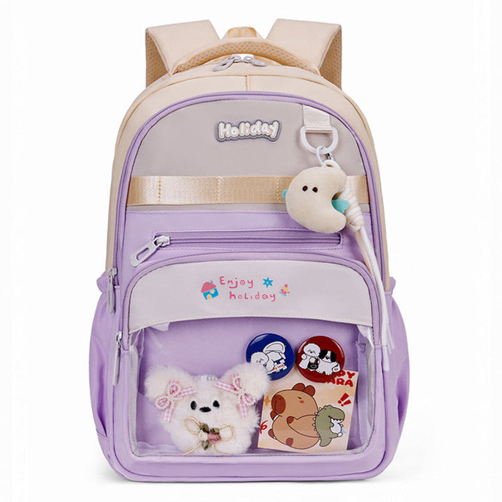 Playful school backpack with transparent compartment and creative accents Kalsten