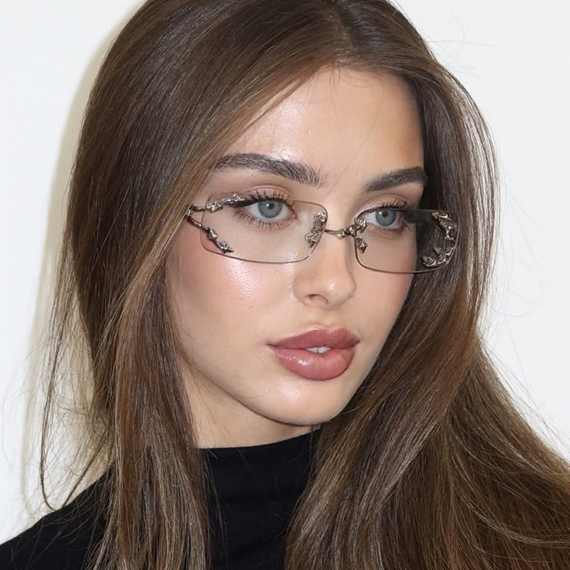 Women's fashionable sunglasses with delicate metal frame and transparent lenses Kalsten