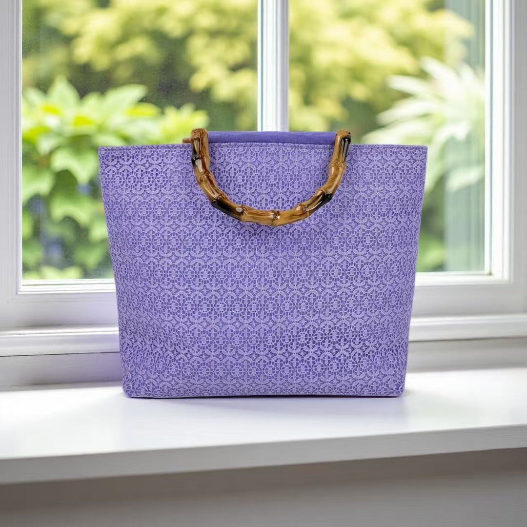 Elegant cotton bag with bamboo handles Kalsten