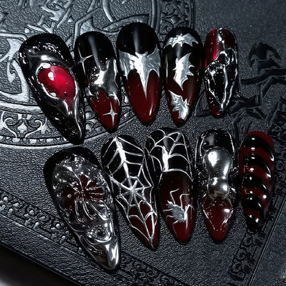 Halloween Nail Art Set with Spider Design and Gel Nails Acalora