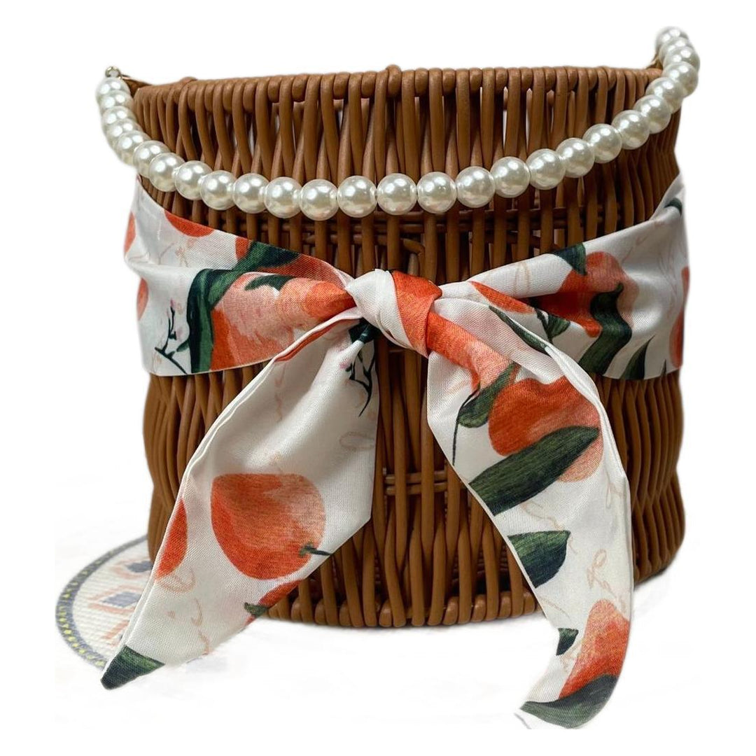Women's stylish rattan container with pearl handle Kalsten