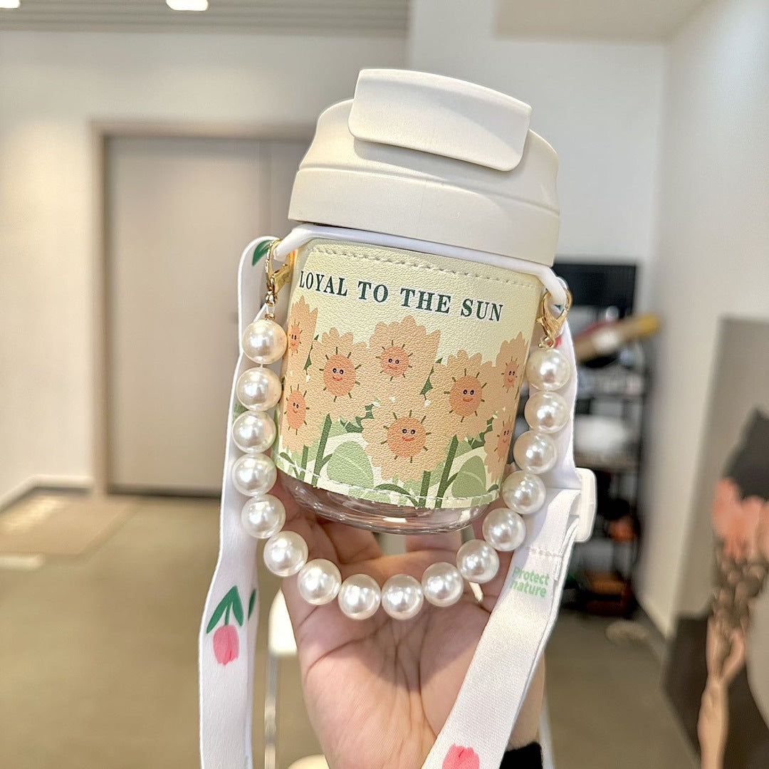 Women's insulated bottle with practical pearl carrying strap Kalsten