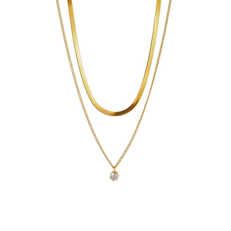 Layered Dual Chain Pendant Necklace Kalsten