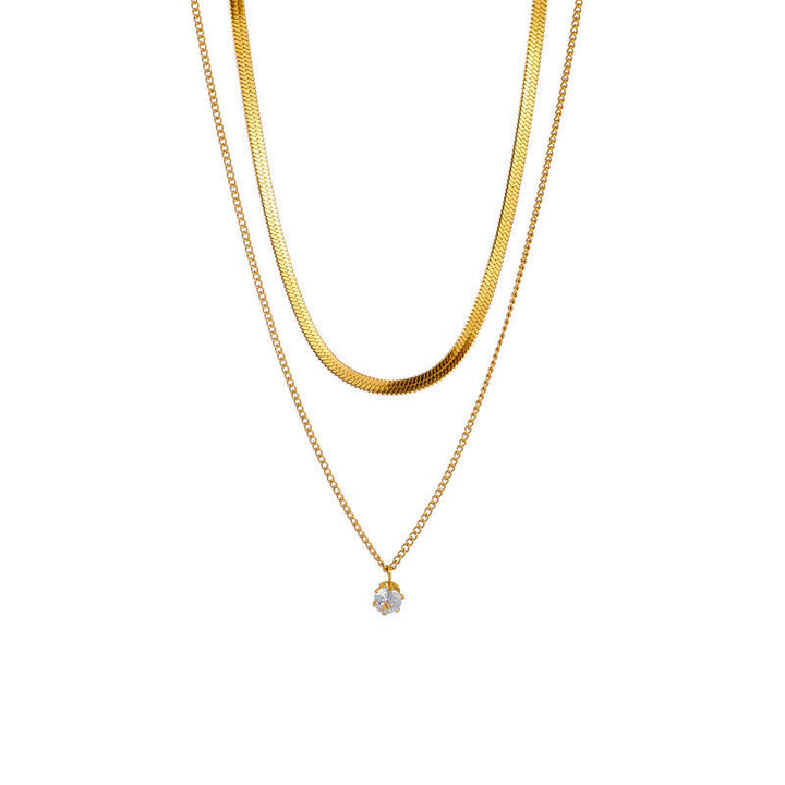 Layered Dual Chain Pendant Necklace Kalsten