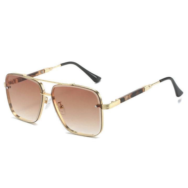 Women Geometric Oversize Sunglasses with Filigree Metal Frame Kalsten
