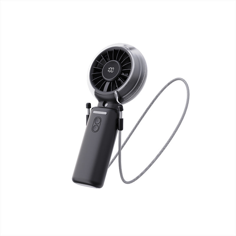 Cooling foldable rechargeable handheld fan with digital battery display and detachable neck strap Kalsten