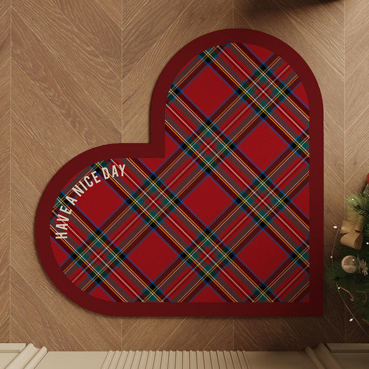 Heart-Shaped Plaid Bath Mat Kalsten