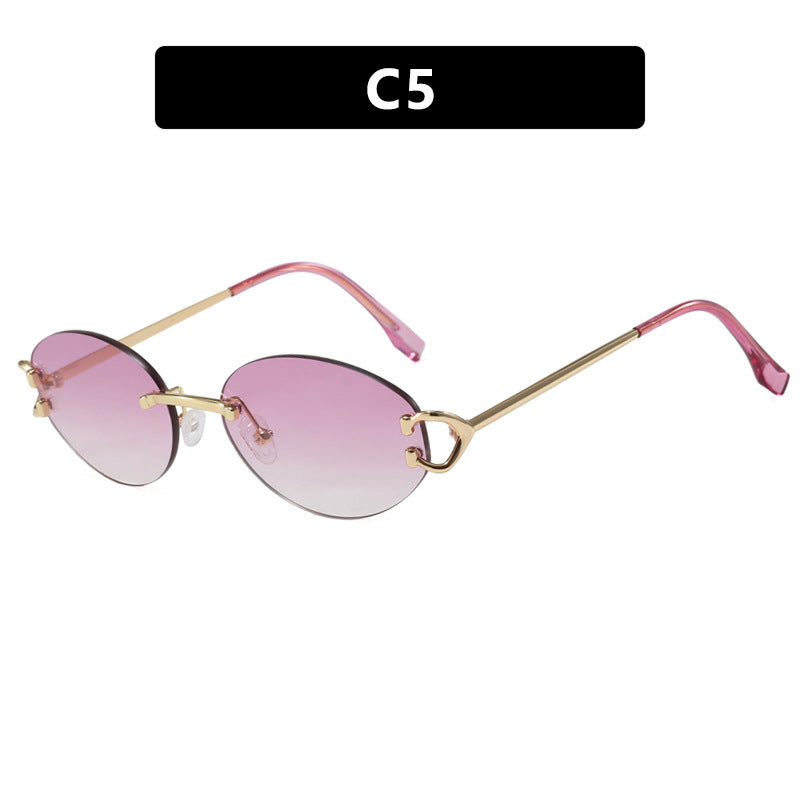 Women's elegant oval-shaped sunglasses with fashionable metal frame Kalsten