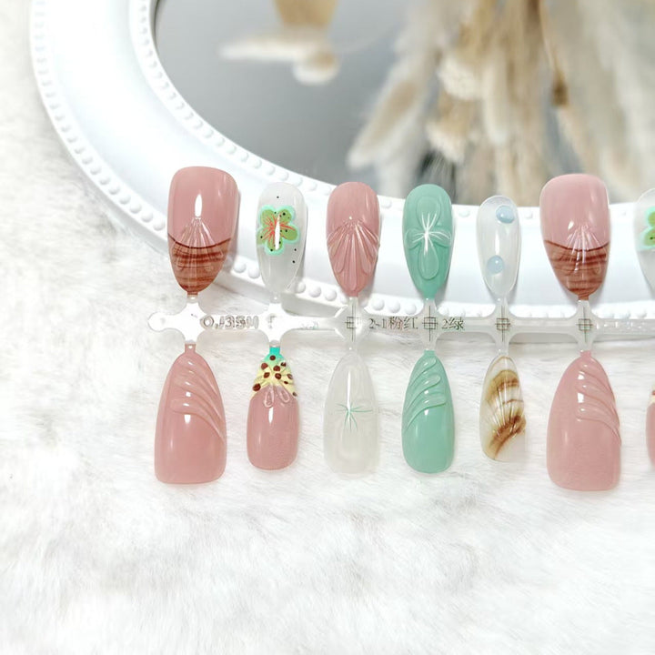 Artificial nails with elegant 3D flower and gradient design Kalsten