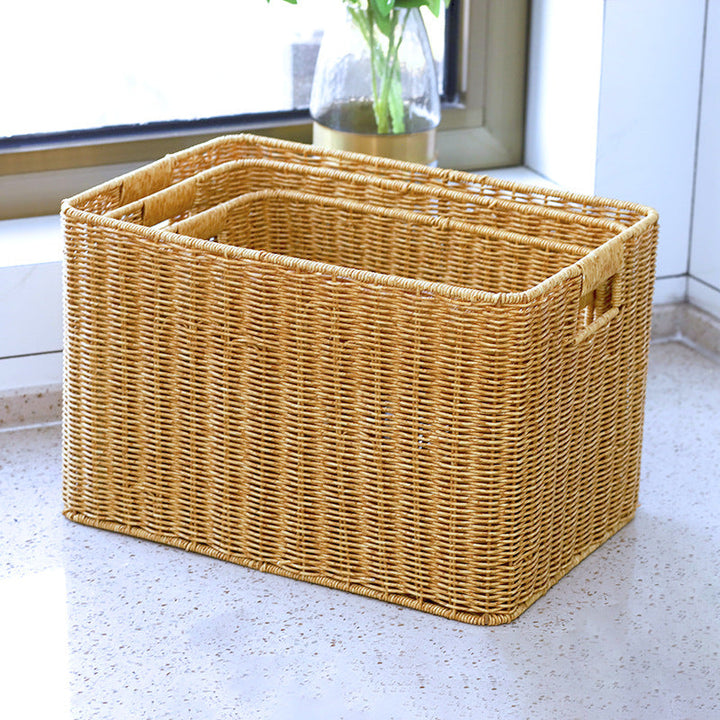 Women Rectangular Storage Basket Made of Woven Material Kalsten