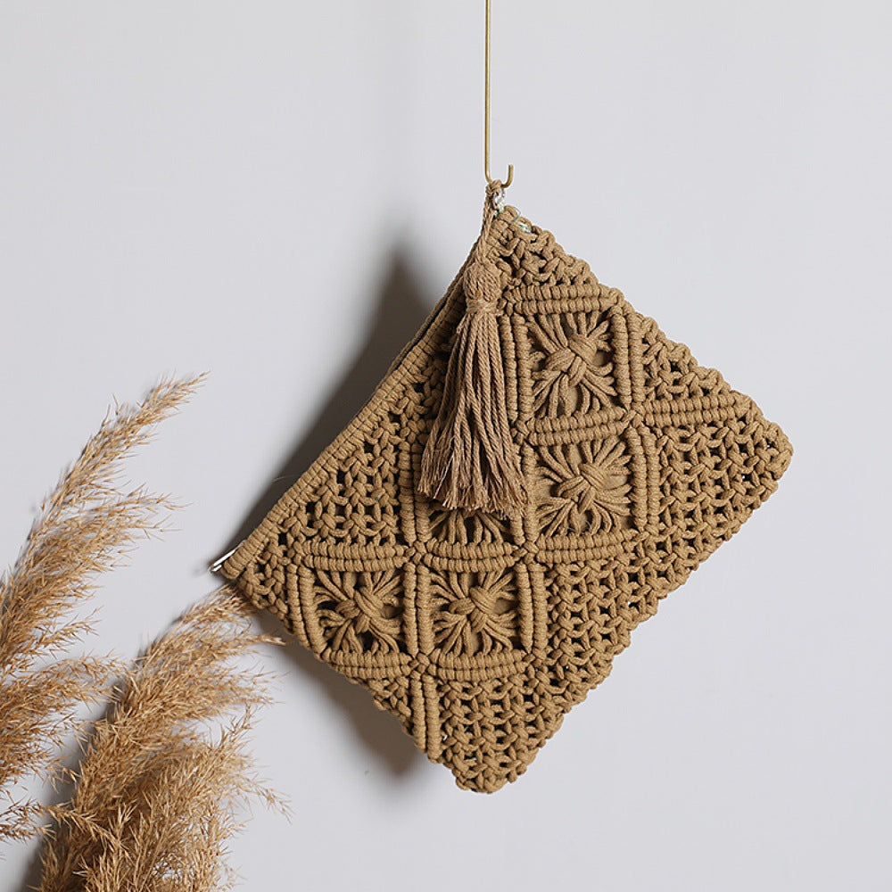 Macrame Clutch with Tassel Details Kalsten