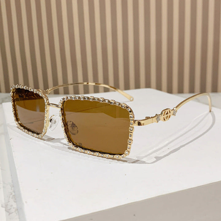 Women's elegant square sunglasses with luxurious rhinestone frame Kalsten