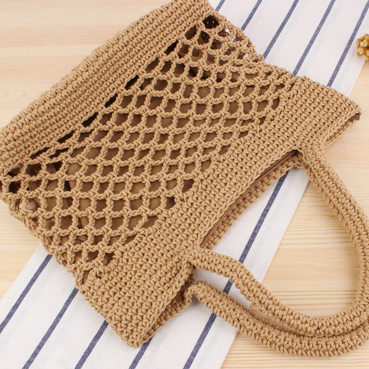 Macrame Beach Bag with Innovative Mesh Design Kalsten