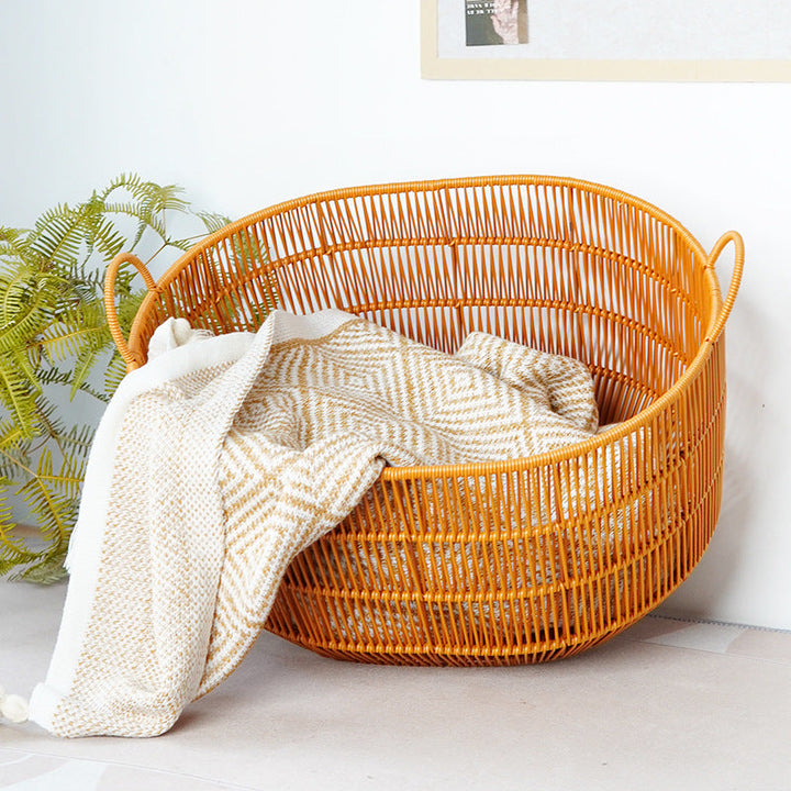 Women Braided Storage Basket with Practical Handles Kalsten