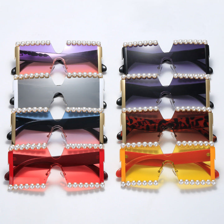 Ladies extravagant rectangular sunglasses with pearl decoration and UV protection Kalsten