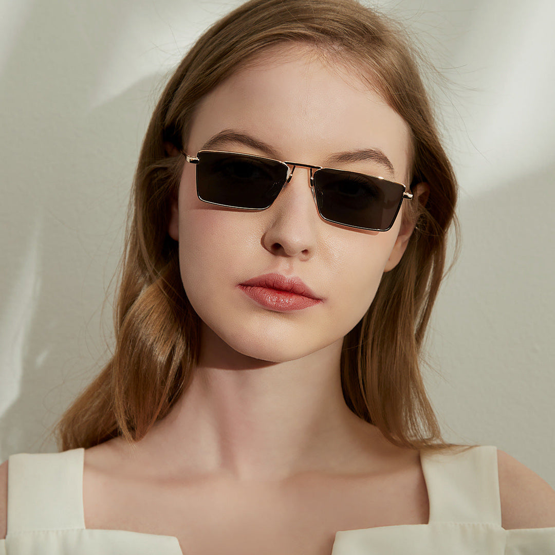 Women's elegant square sunglasses with narrow metal frame and UV protection Kalsten