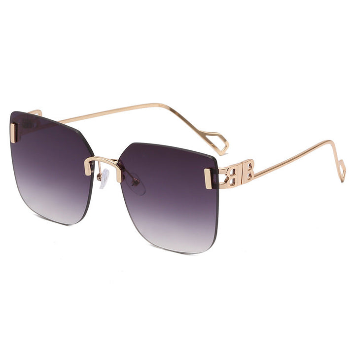 Women elegant square sunglasses with gold-colored metal frame Kalsten
