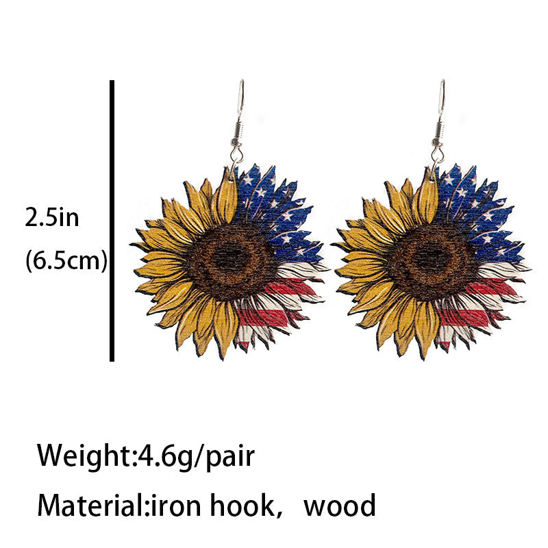 Ladies nan handcrafted wooden earrings cylinder hat motif with star band and lightweight fishhook Kalsten