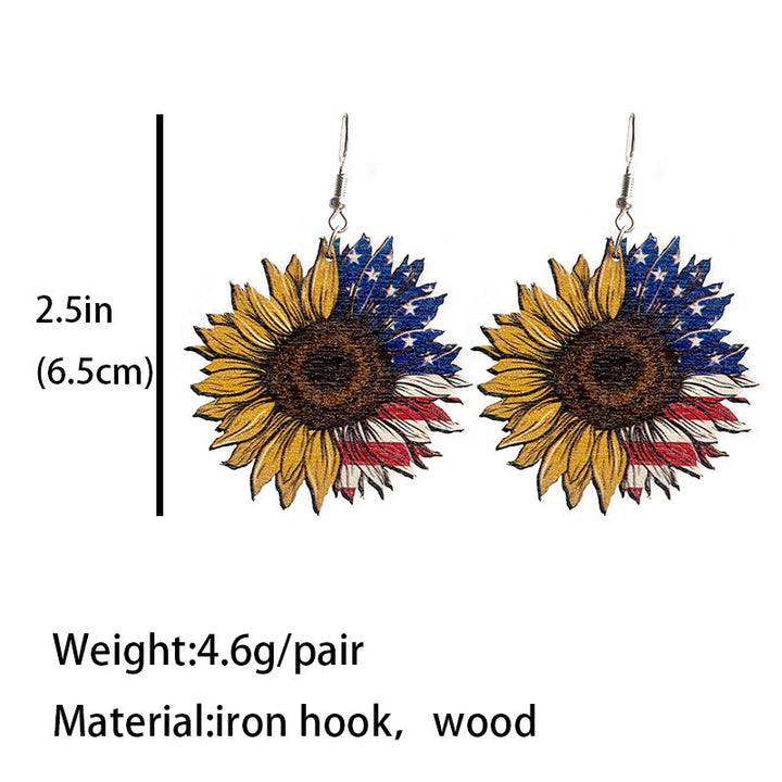 Ladies nan handcrafted wooden earrings cylinder hat motif with star band and lightweight fishhook Kalsten