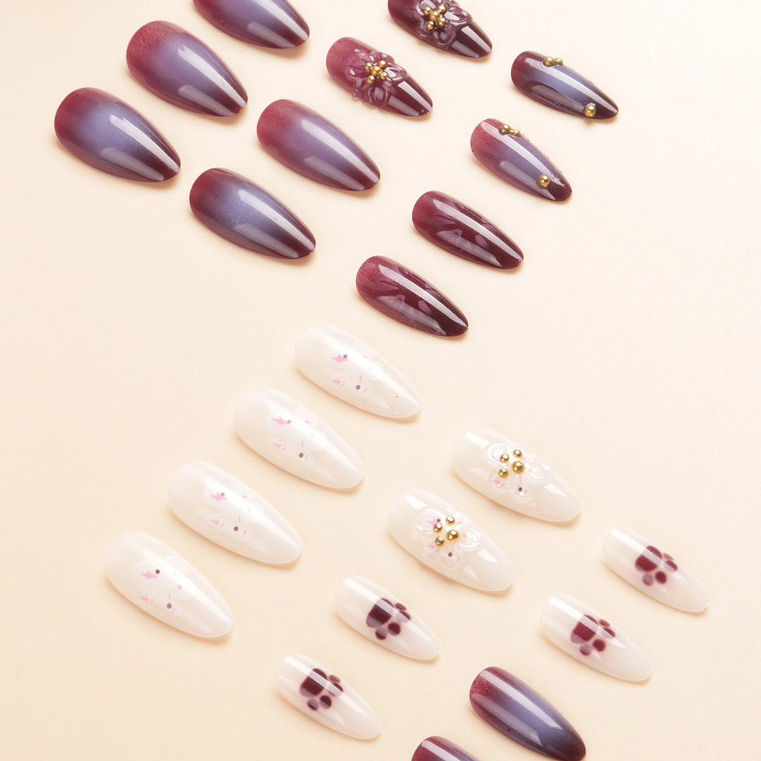 Floral Embellished Stiletto Nail Art Kalsten