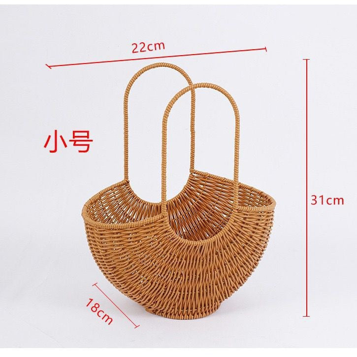 Women Elegant braided rattan basket with double handle Kalsten