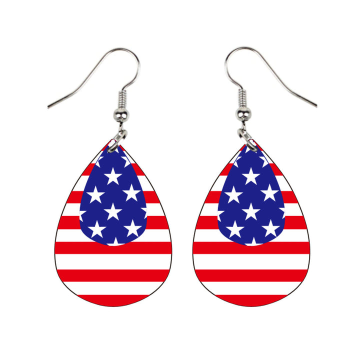 Women's star-shaped earrings with USA flag design made of lightweight acrylic and nickel-free fishhook Kalsten