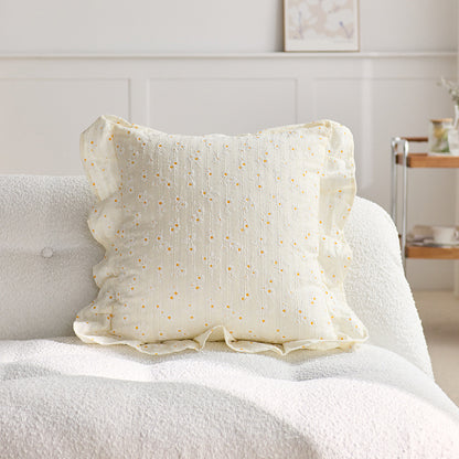 Decorative Ruffled Floral Throw Pillow