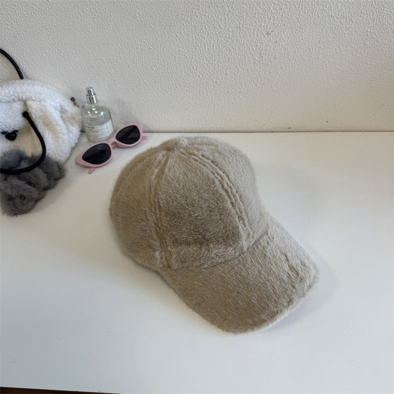 Unisex Plush Faux Fur Baseball Cap Kalsten