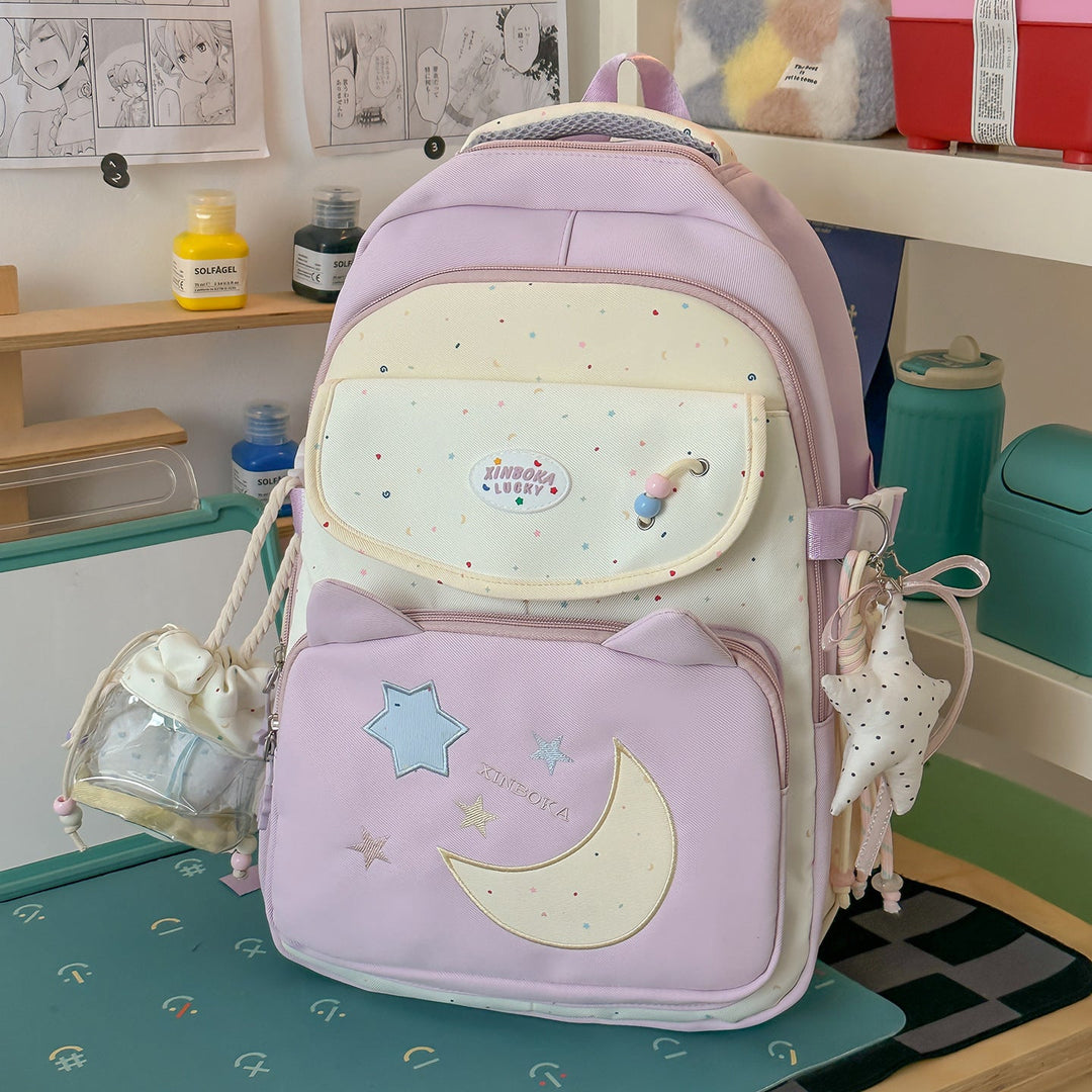 Cute Character-Inspired Multi-Pocket School Backpack