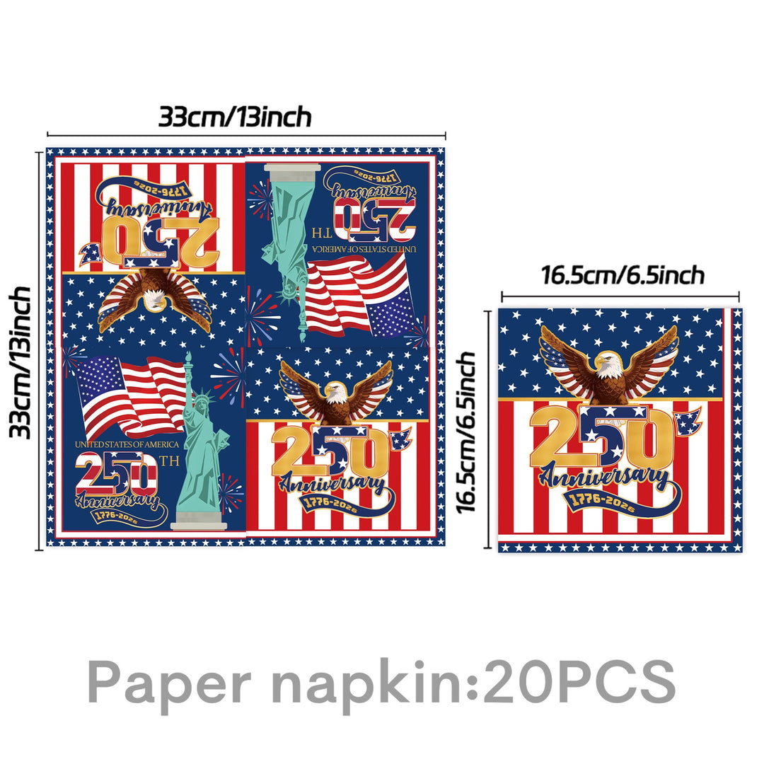Unisex nan Patriotic Anniversary Disposable Tableware Party Kit with Stars Stripes Plates Cups Napkins Cutlery Banner Kalsten