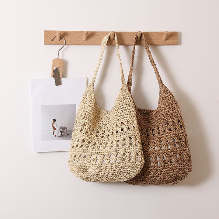 Crocheted shoulder bag with decorative hole pattern Kalsten