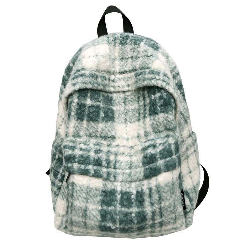 Cozy Fleece Checkered School Backpack Kalsten