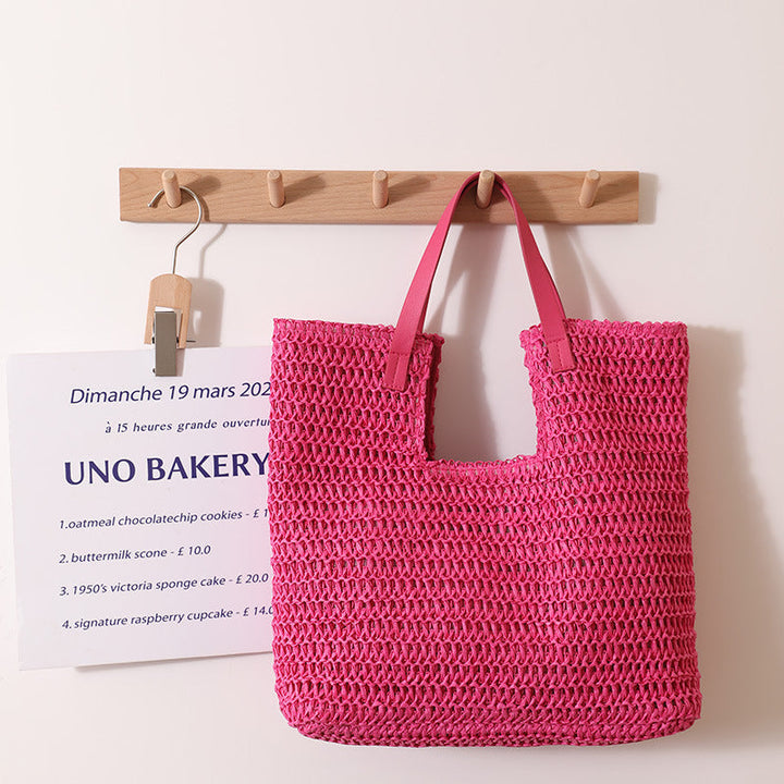 Elegant Woven Tote Bag with Sturdy Leather Handles Kalsten