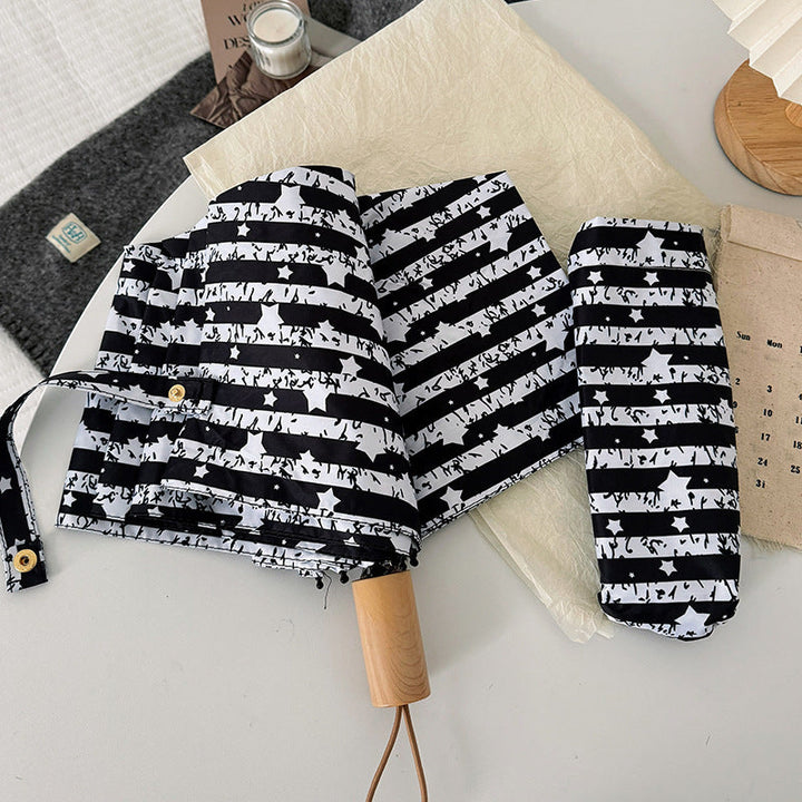 Women Foldable Umbrella with Stylish Stripe Pattern Kalsten