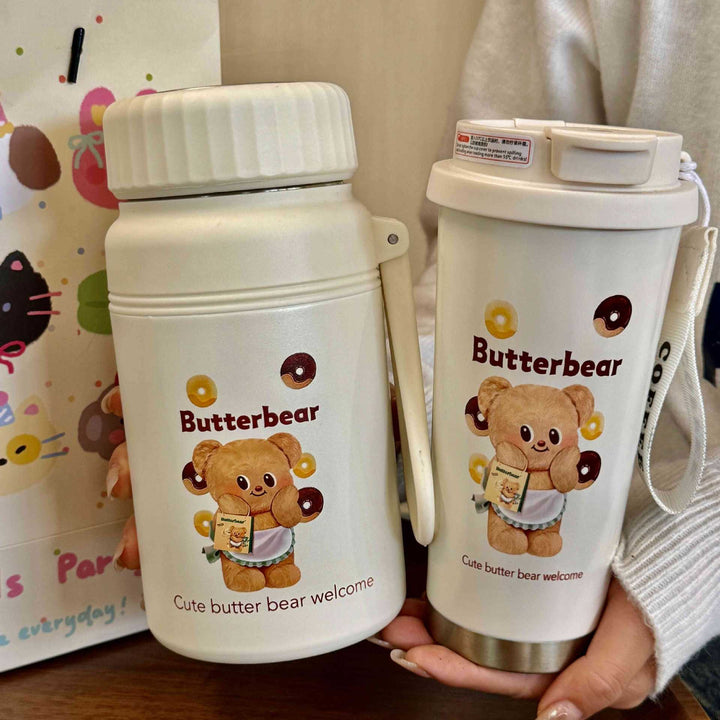 Women Insulated Drinking Bottle with Practical Carrying Handle and Cute Animal Design Kalsten