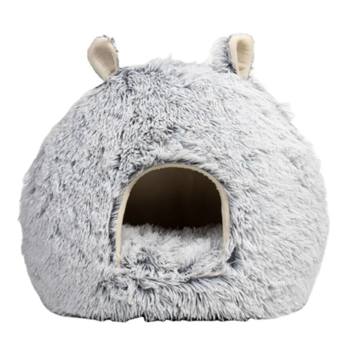 Fuzzy Animal-Themed Cozy Dog Bed