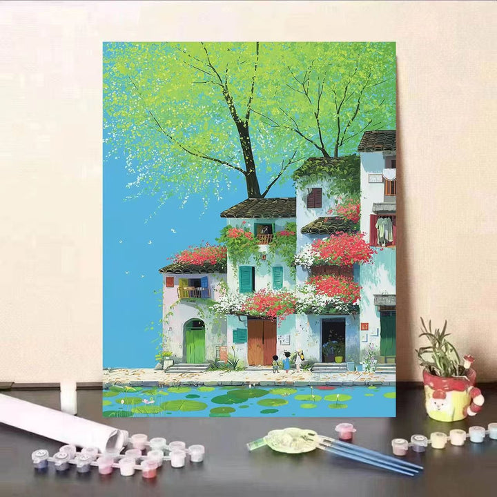 Scenic Coastal Village Canvas Art Kalsten